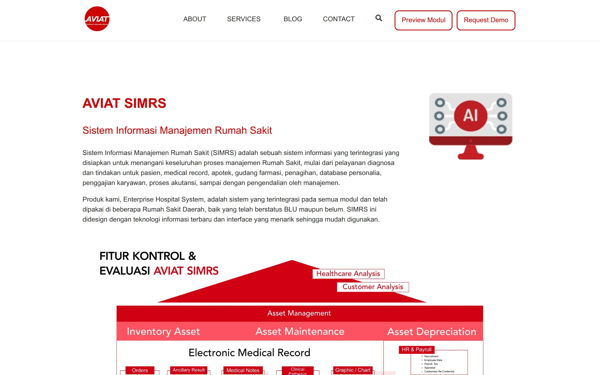Aviat SIMRS page with its introduction and a diagram of the system modules