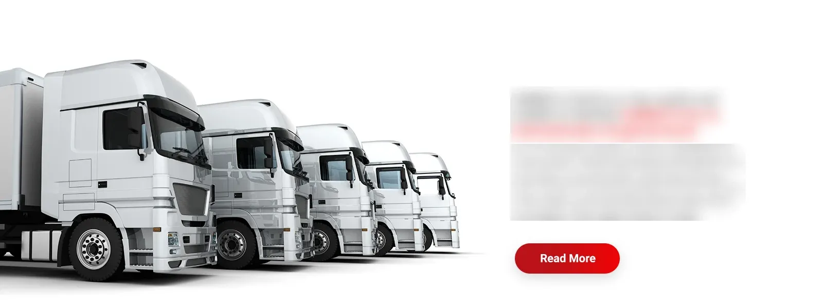 A row of white trucks beside an introduction and a Read More button