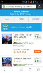 traveloka via smartphone
