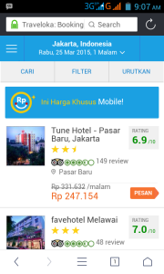 traveloka via smartphone