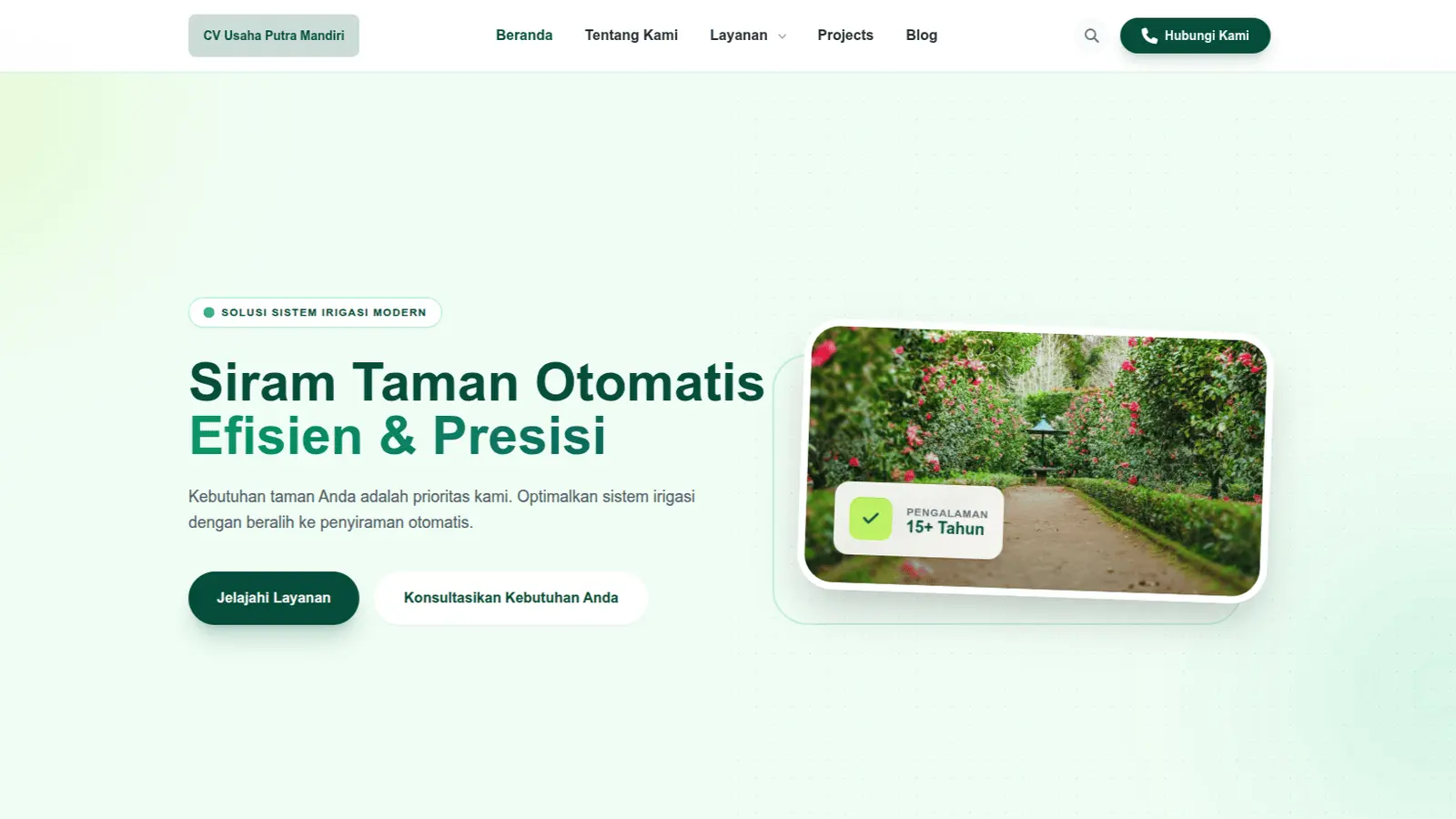 CV Usaha Putra Mandiri irrigation services landing page